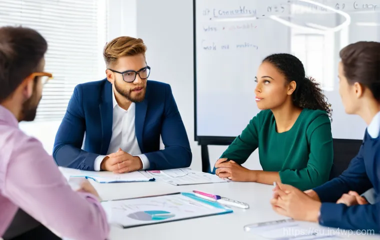 효과적인 팀 소통을 위한 상황 맥락화 - **Prompt 1: Visualizing Miscommunication due to Lack of Context**
    "A diverse team of professiona...