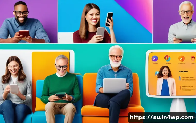 상황에 따른 브랜드 커뮤니케이션 전략 - A vibrant split-scene digital marketing campaign illustration showing two distinct consumer groups: ...