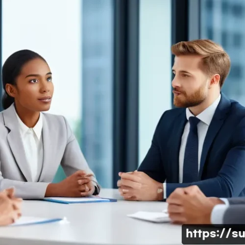 상황별 소통 강화를 위한 기술 - A professional business meeting scene focused on effective nonverbal communication: diverse group of...